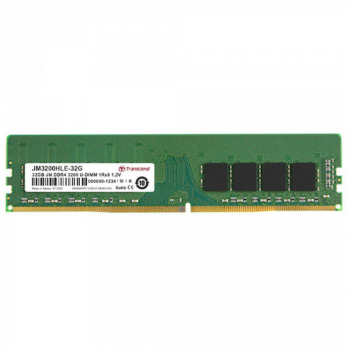 Transcend JetRam 32GB DDR4 PC4-25600 3200Mhz DIMM CL22 1.2V Transcend JetRam 32GB DDR4 PC4-25600 3200Mhz DIMM CL22 1.2V